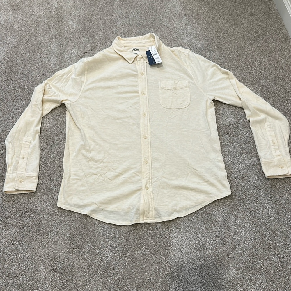 J Crew Men’s Cream Cotton Button Up, Size Large, NWT